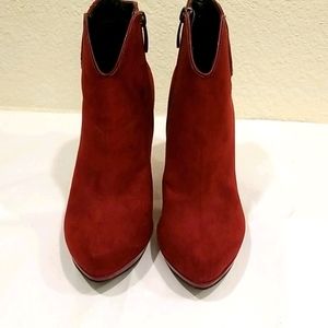 Limelight Dark Red Platform Ankle Boots NWOT